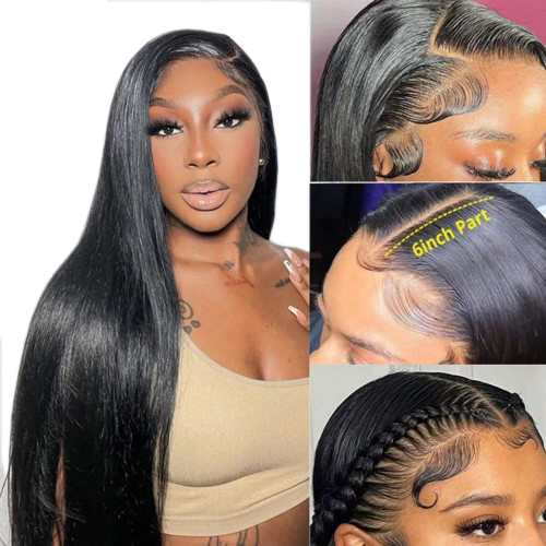 Stema 13X6 HD Lace Big Frontal Straight Wig Constructed By Bundles With Frontal